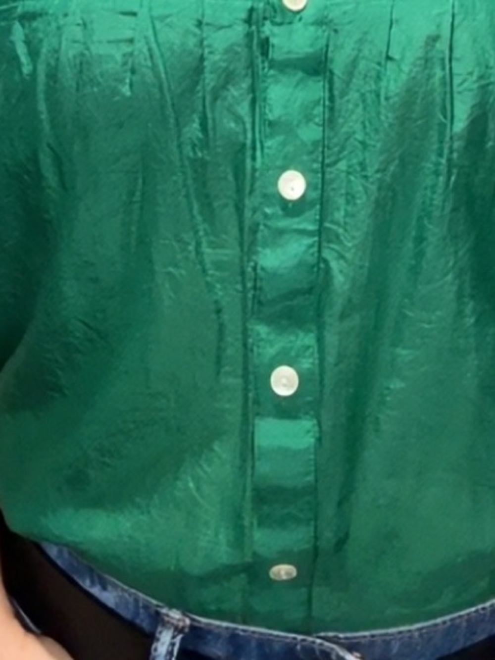 Banana Republic Emerald Green Pintuck Button Blouse - Picture 5 of 7
